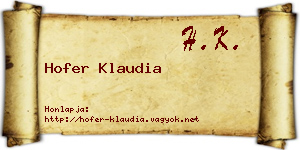 Hofer Klaudia névjegykártya